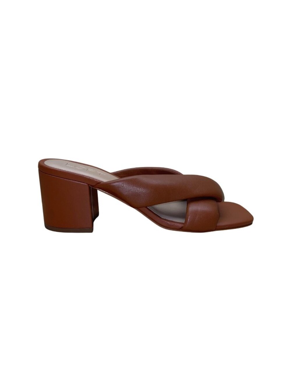 Loft Women’s Brown Leather Puffed Twist Strap Block Heeled Sandals Size 7M
